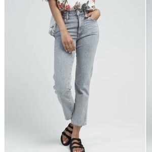 Anthropologie AMO Chloe Crop Jeans Opal Straight Leg High Waisted Acid Wash